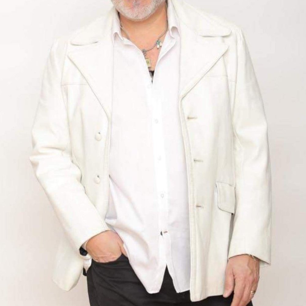 Reeds Mens Leather Blazer size 43 Vintage 1970s, White